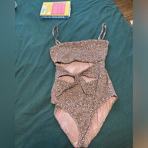 Aerie leopard print one piece bathing suit